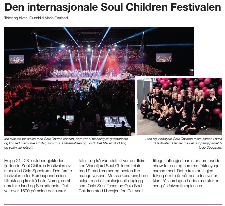 Vindafjord Soul Children deltok på den internasjonale Soul Children festivalen 2022